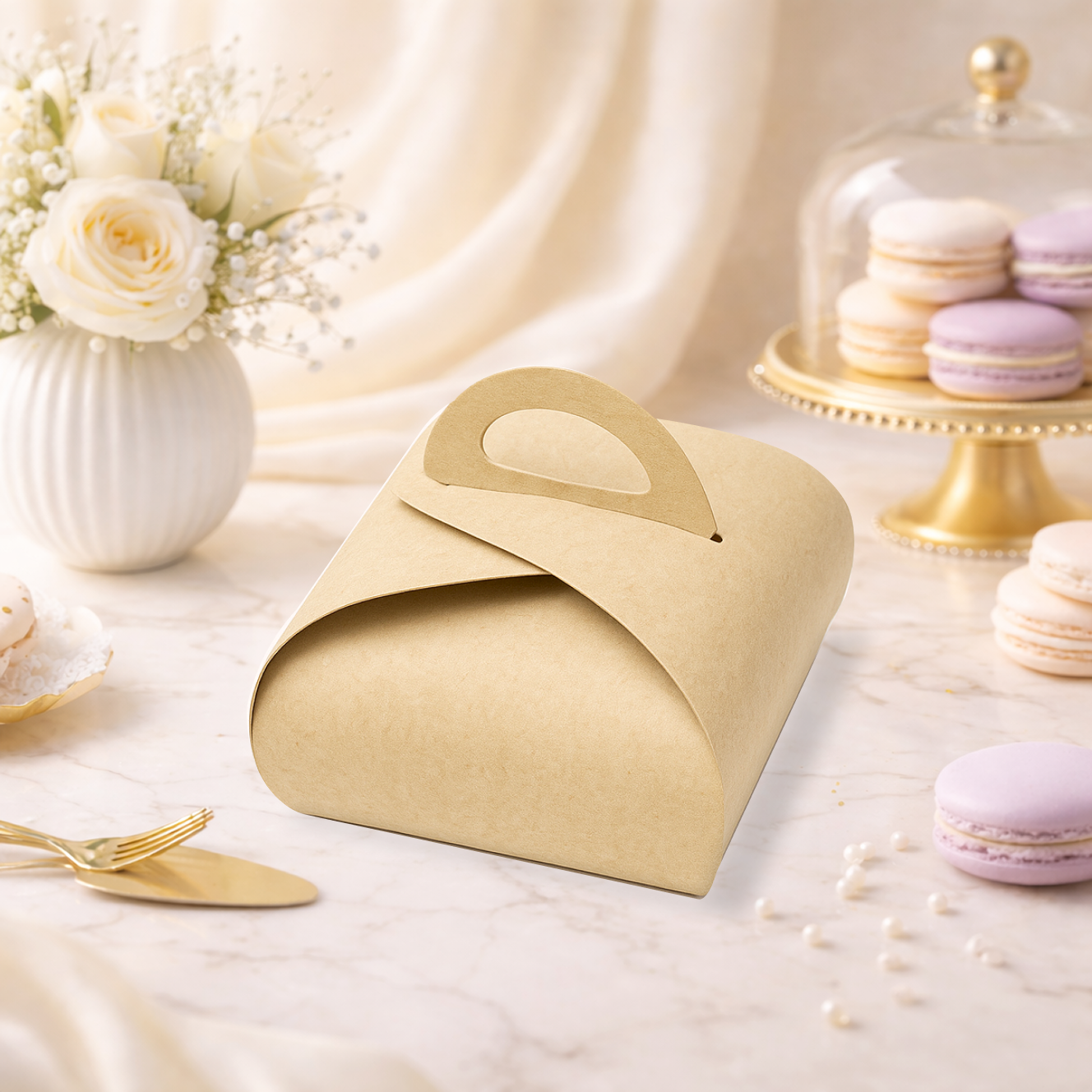 Kraft Dome Cake Box with Handle - 10 x 10 x 5
